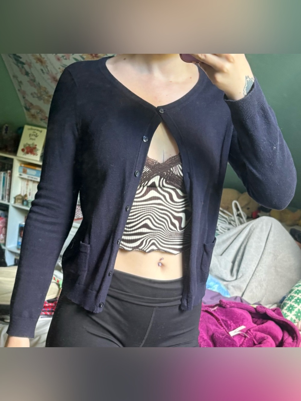 H&M Black Button-Up Women's Cardigan